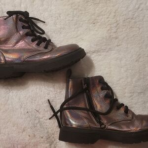 Kids Iridescent Lace-Up Boots